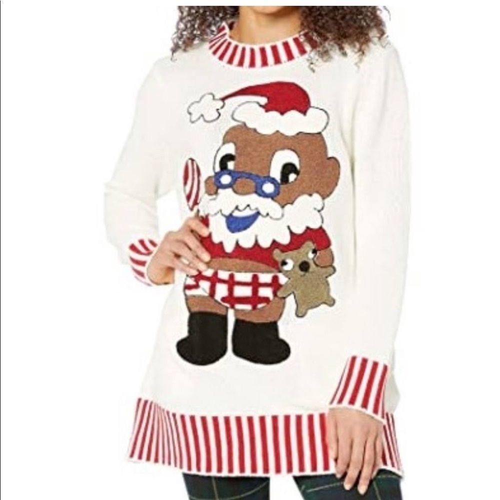DUBGEE Whoopi Baby Santa Sweater Women's White LG